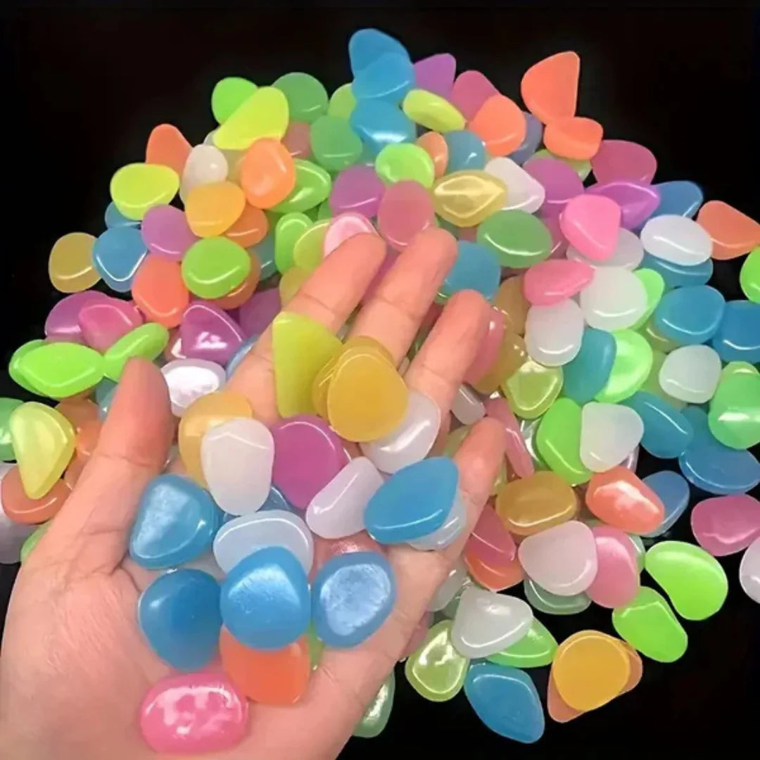 Glowing Pebbles - Multicolour Fluorescent Artificial Stones For Home Decor (100pcs)