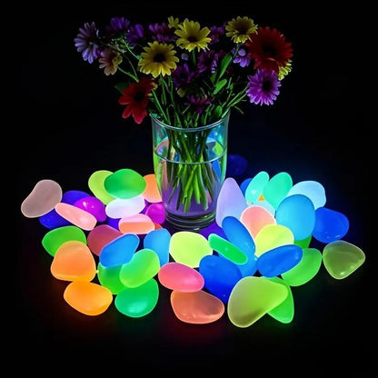 Glowing Pebbles -  Multicolour Fluorescent Artificial Stones For Home Decor (100pcs)
