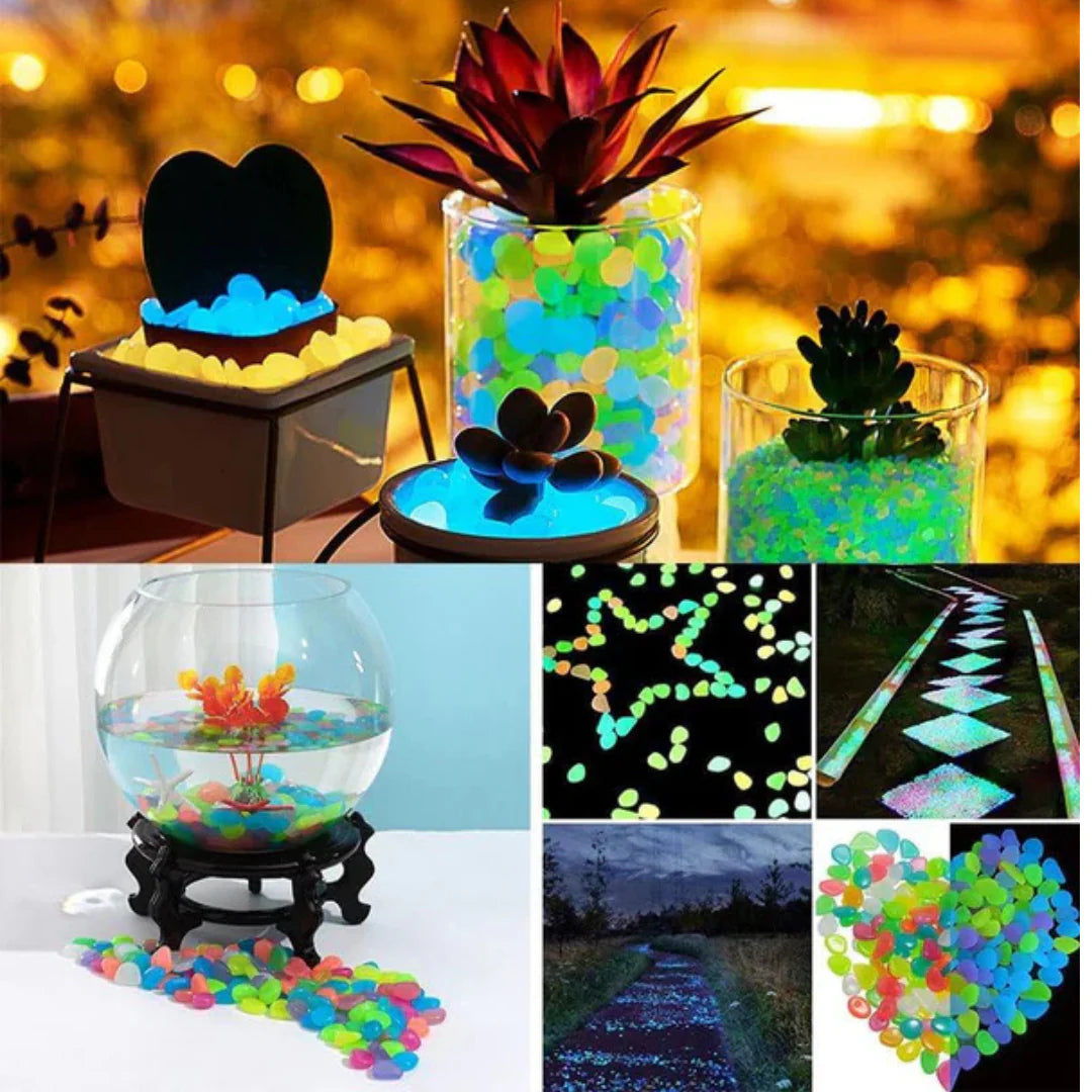 Glowing Pebbles -  Multicolour Fluorescent Artificial Stones For Home Decor (100pcs)