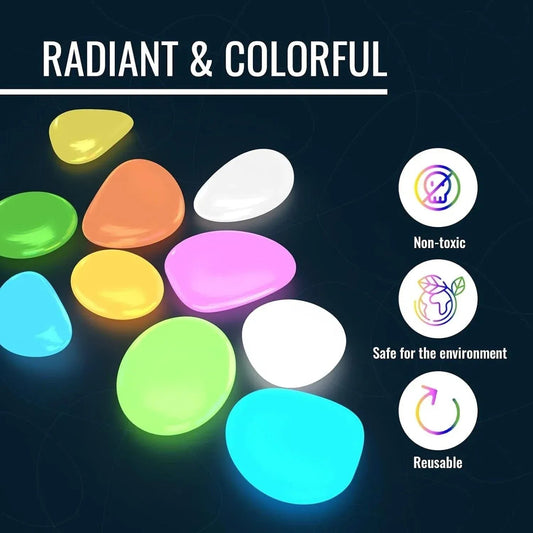 Glowing Pebbles -  Multicolour Fluorescent Artificial Stones For Home Decor (100pcs)